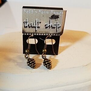 Pinecone Pewter Tone 0.25" Earrings Fall